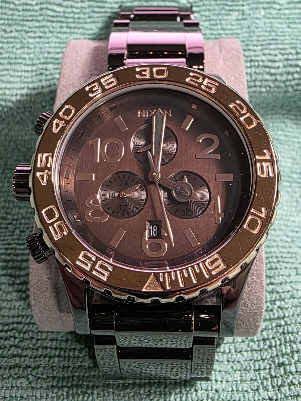 Nixon Rose Bronze Metal Chronograph Watch